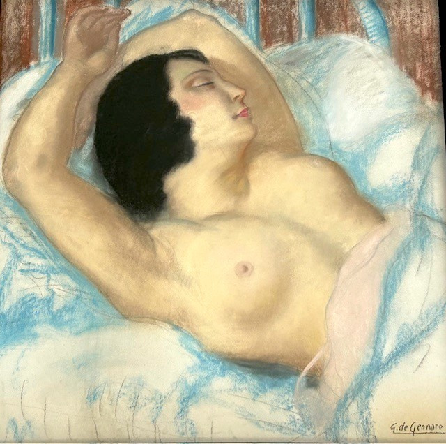 Nude Large Pastel By Gaetano De Gennaro (1890-1959) Neo Classical Art Deco 1940-photo-2