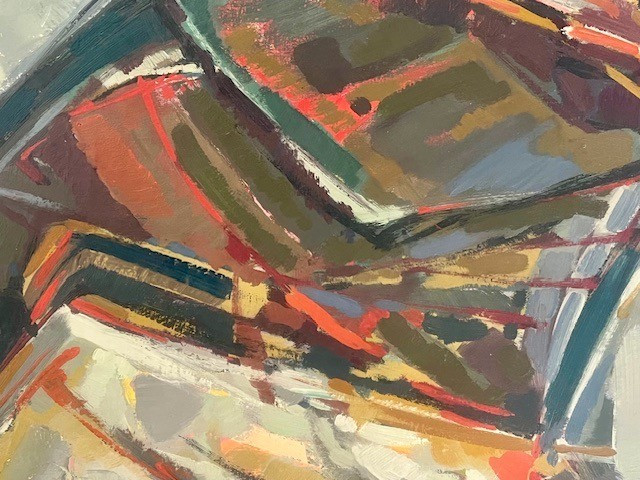 Huile sur toile de Françoise Grassin Taffin 1962 ( abstraction  - XXème - France ...)-photo-3