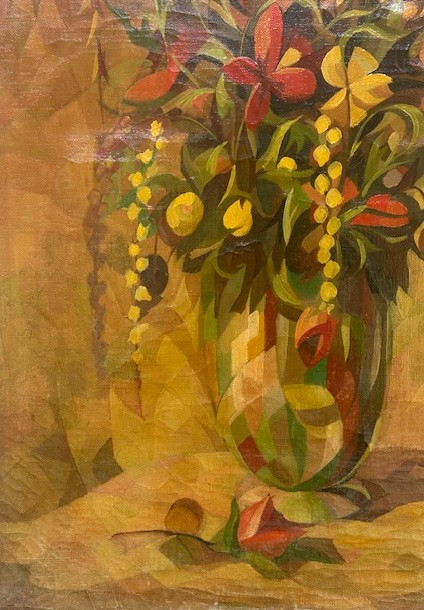 Nature morte au bouquet circa 1950  esprit André Lhote  cubiste moderniste -photo-4