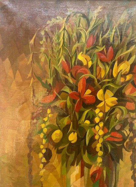 Nature morte au bouquet circa 1950  esprit André Lhote  cubiste moderniste -photo-1