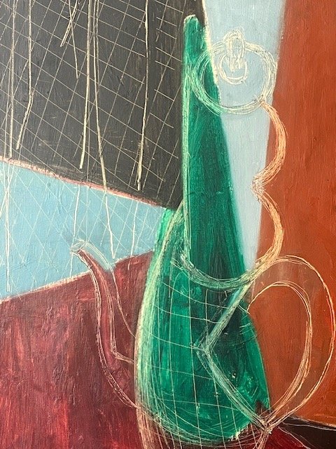 Still Life Hst By Pierre Montheillet (1923-2011) Figurative Abstraction - Cubism 20th Century-photo-3