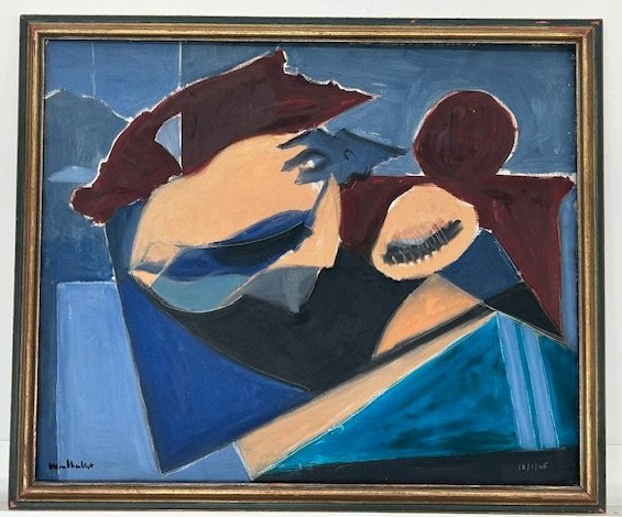 HST de Pierre Montheillet nature morte  1946  ( école lyonnaise - cubisme - abstraction...)-photo-2