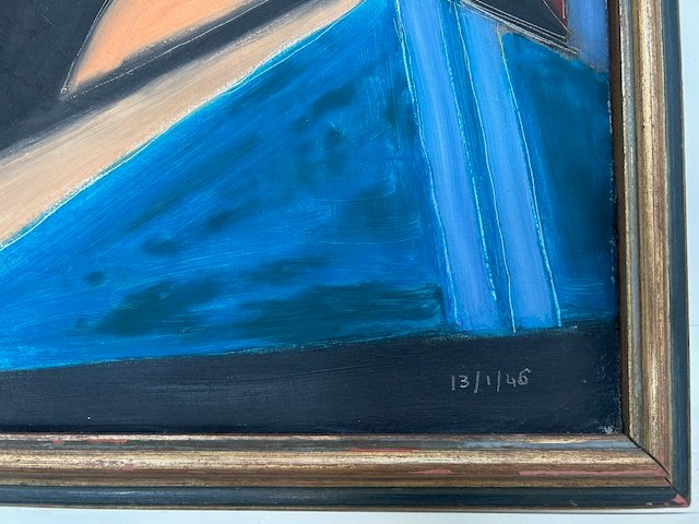HST de Pierre Montheillet nature morte  1946  ( école lyonnaise - cubisme - abstraction...)-photo-1