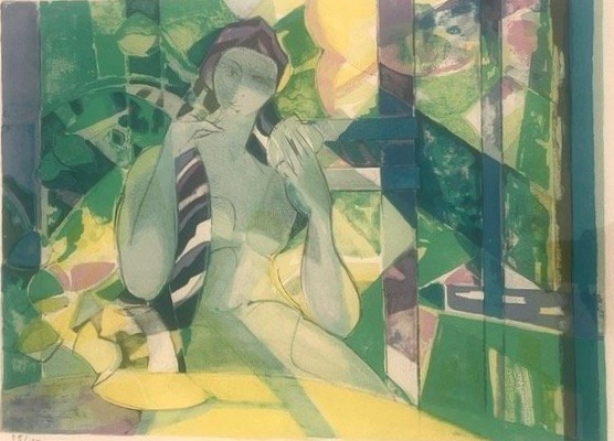 Lithograph By Camille Hilaire (student Of André Lhote—post-cubist—figurative—20th Century—french)-photo-2