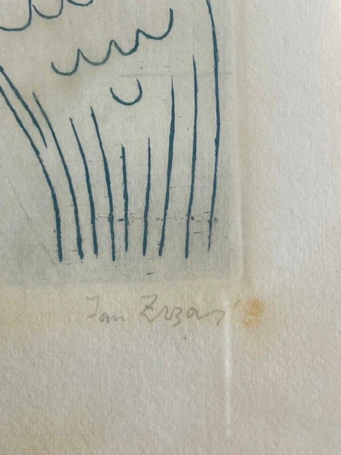 Etching By Jan Zrzavy, Portrait Titled &amp;quot;andèl&amp;quot; (engraving—20th-century Czech School)-photo-3