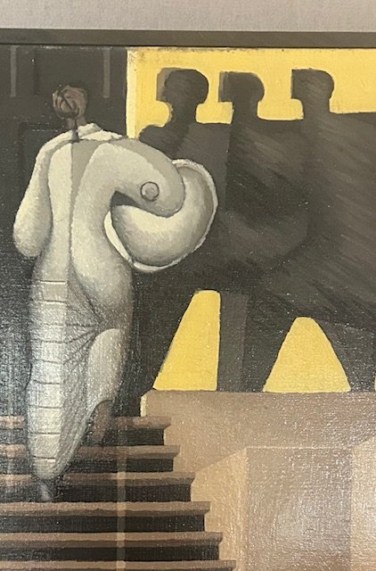 Huile sur toile surréaliste de Jose Herrera ( 1943-2021) Fernand Leger abstrait cubiste -photo-2