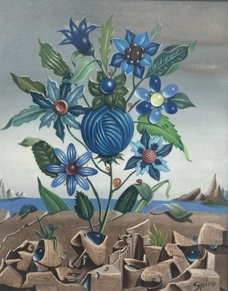 Surrealist Oil On Canvas By Georges Spiro (1909–1994): Abstract—still Life—dreamlike Imagery...-photo-2