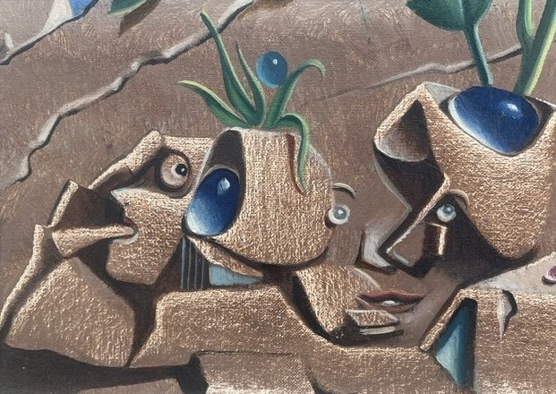 Surrealist Oil On Canvas By Georges Spiro (1909–1994): Abstract—still Life—dreamlike Imagery...-photo-4
