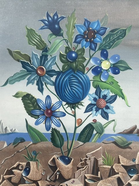 Surrealist Oil On Canvas By Georges Spiro (1909–1994): Abstract—still Life—dreamlike Imagery...-photo-2