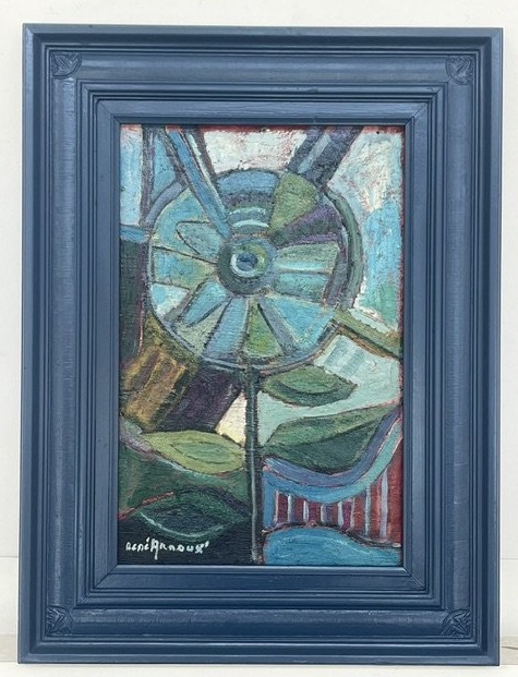 Oil On Canvas By René Arnoux, 1987 (geometric Abstraction, Stylized Figuration, Cubism...)