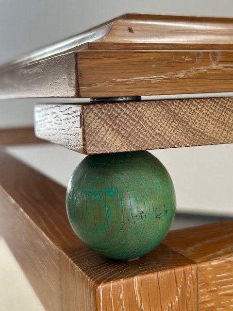 Table à jeux en chêne cérusé circa 1950-1960 ( décoration esprit Arbus - Dupré Lafon - Adnet..)-photo-4
