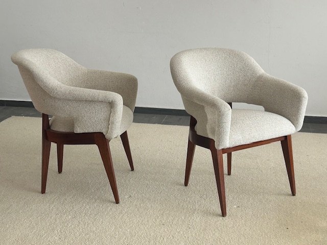 Paire de fauteuils design1950 de Charles Ramos décoration esprit Adnet  Quinet knoll-photo-2