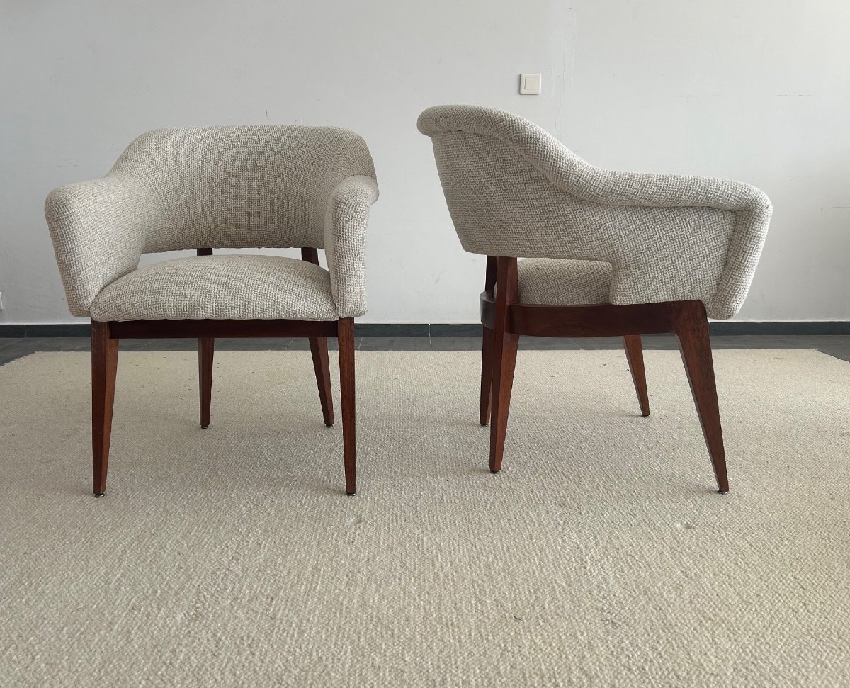 Paire de fauteuils design1950 de Charles Ramos décoration esprit Adnet  Quinet knoll-photo-4