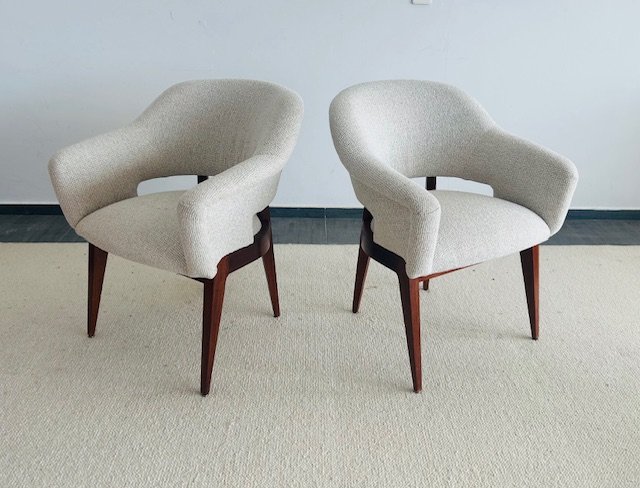 Paire de fauteuils design1950 de Charles Ramos décoration esprit Adnet  Quinet knoll