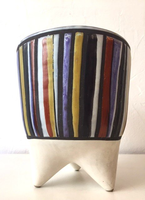 Ceramic Molar Cache Pot Vase By Roger Capron Vallauris Design 1950