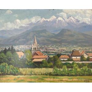 Huile Sur Panneau Regis Girard 1954 ( Montagne Enneigé Alpes Région Grenoble Massif Belledonne)