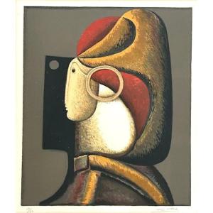 Cubist Lithograph By Jose Herrera (1943 - ) In The Style Of Fernand Leger - Juan Gris - 1970