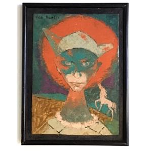 Portrait de Mara Rucky intitulé Arlequin (clown saltimbanque fille jean Lambert Rucki)