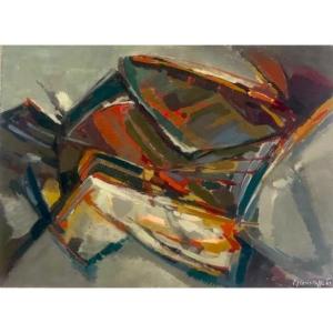 Huile sur toile de Françoise Grassin Taffin 1962 ( abstraction - XXème - France ...)