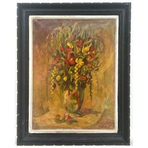 Nature morte au bouquet circa 1950 esprit André Lhote cubiste moderniste