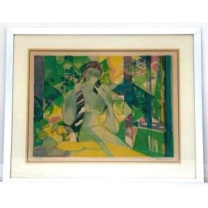 Lithograph By Camille Hilaire (student Of André Lhote—post-cubist—figurative—20th Century—french)