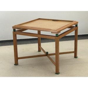 Table à jeux en chêne cérusé circa 1950-1960 ( décoration esprit Arbus - Dupré Lafon - Adnet..)