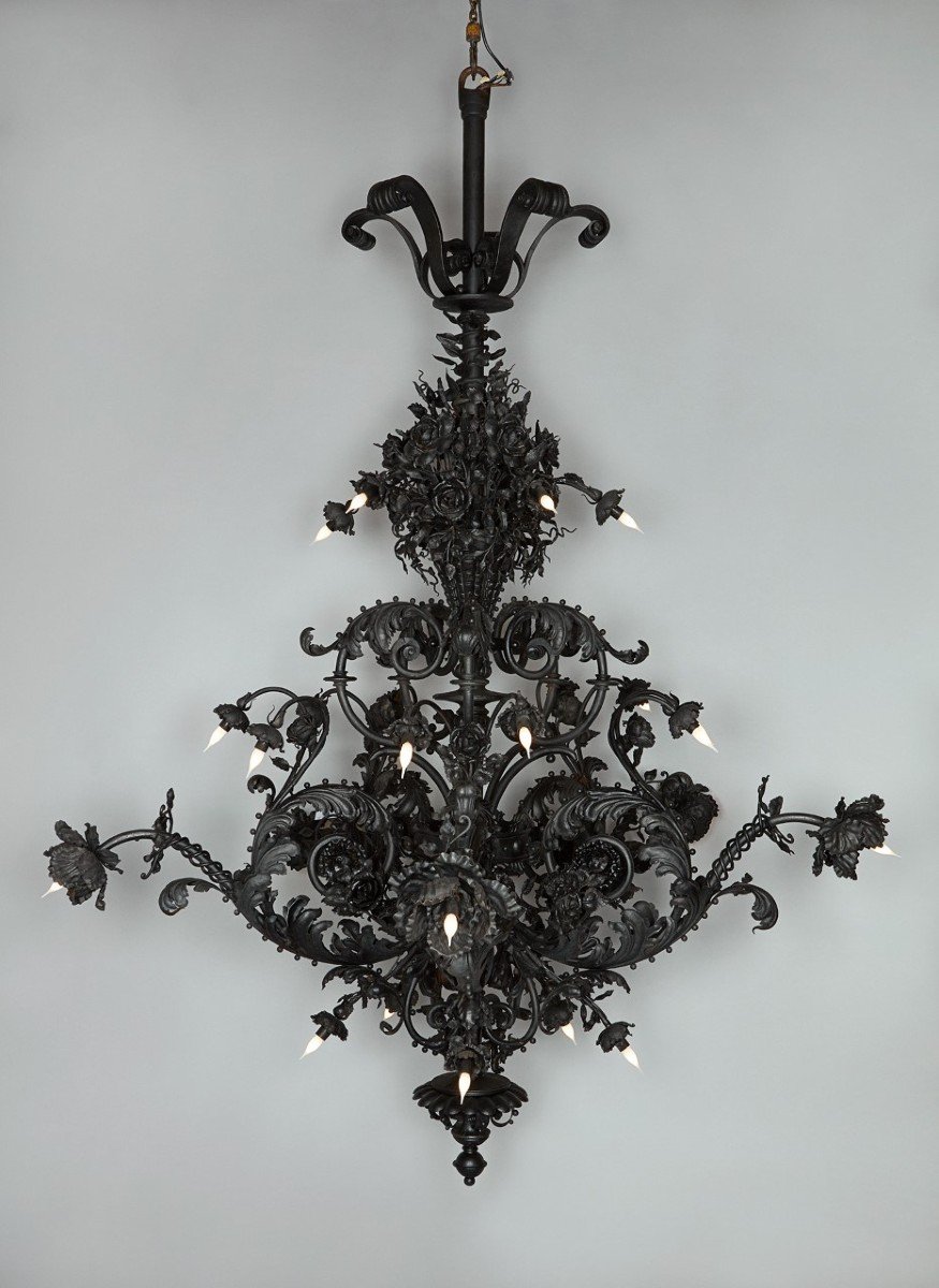 Grand Lustre En Fer Forgé -photo-2