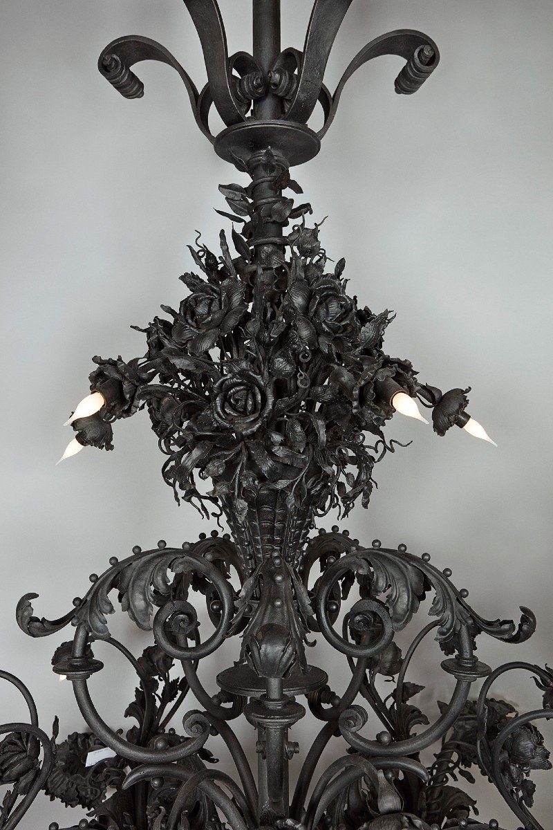 Grand Lustre En Fer Forgé -photo-2