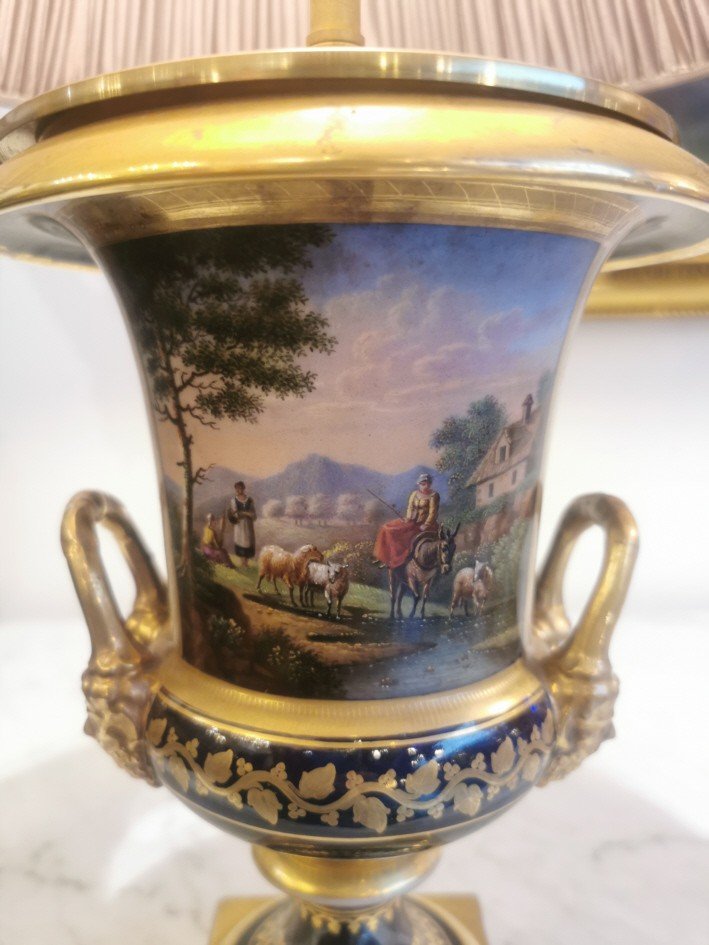 Paire De Lampes En Porcelaine, Genre Sèvres époque 19ème.-photo-3