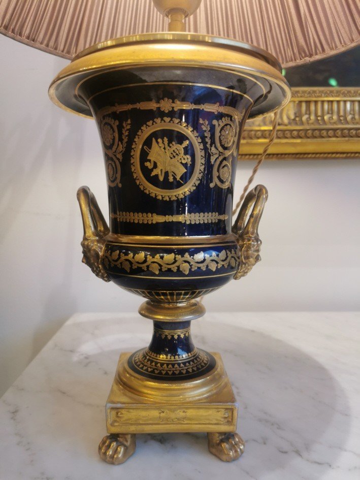 Paire De Lampes En Porcelaine, Genre Sèvres époque 19ème.-photo-1