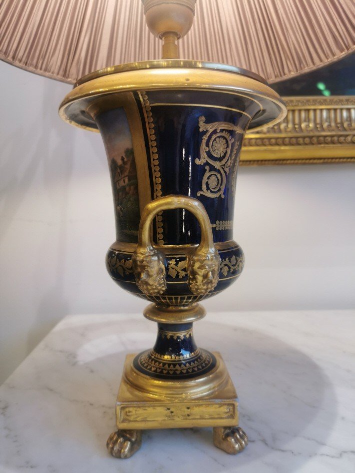 Paire De Lampes En Porcelaine, Genre Sèvres époque 19ème.-photo-2