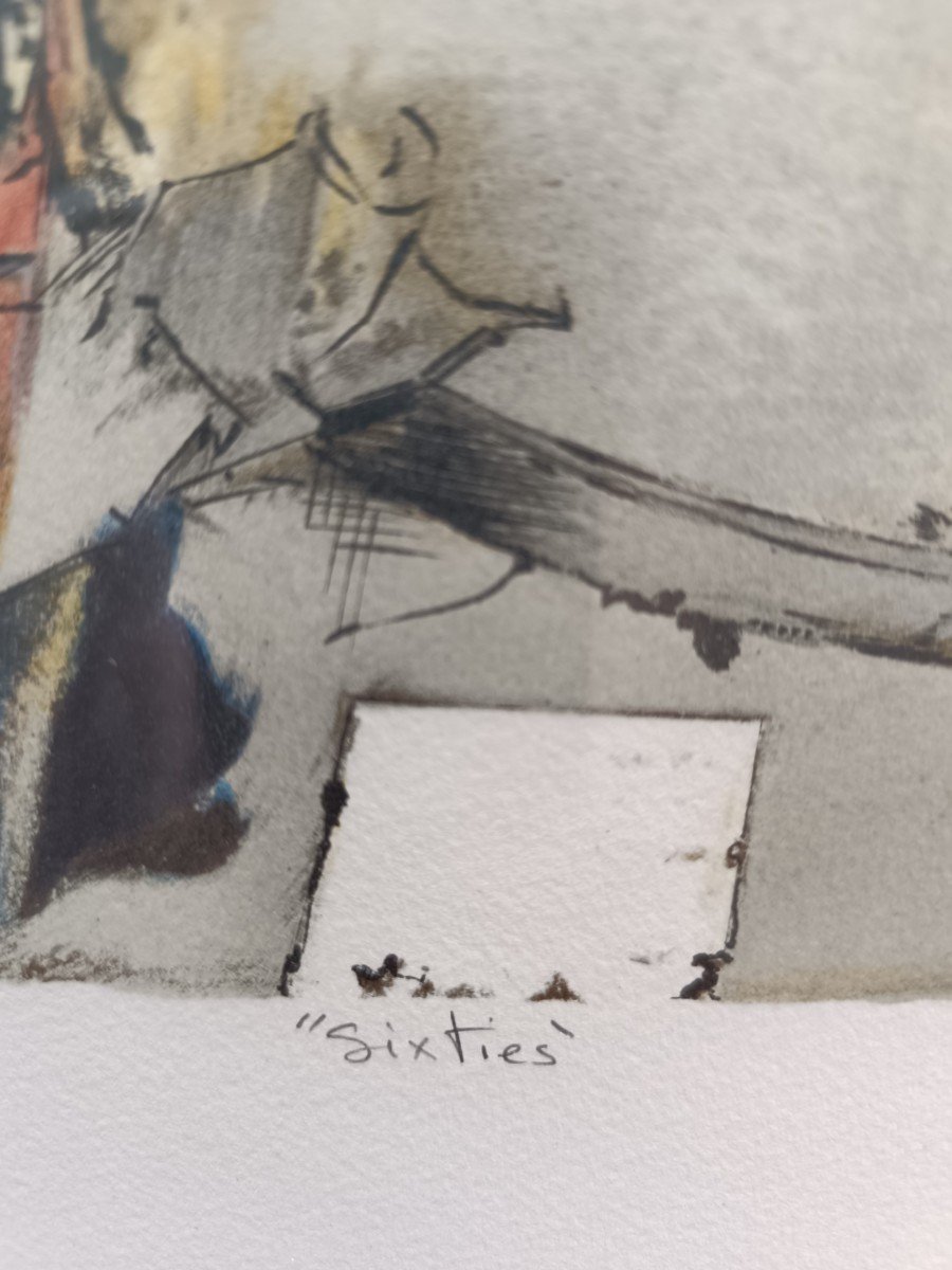 Lithographie De Daniel Authouart " Sixties "-photo-3