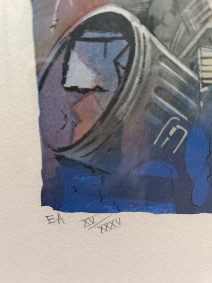 Lithographie De Daniel Authouart " Sixties "-photo-4