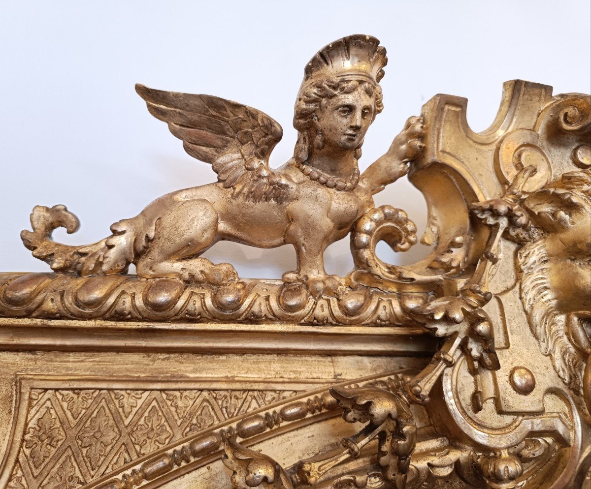 Miroir Doré à Décor De Lions d'époque 19ème-photo-3