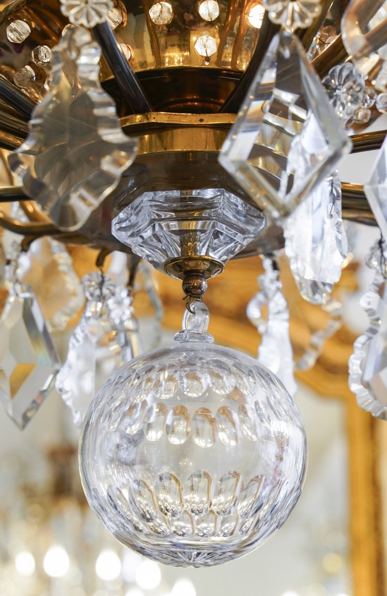 Grand Lustre en bronze et cristal à 12 Bras De Lumière de style L XVI.-photo-3