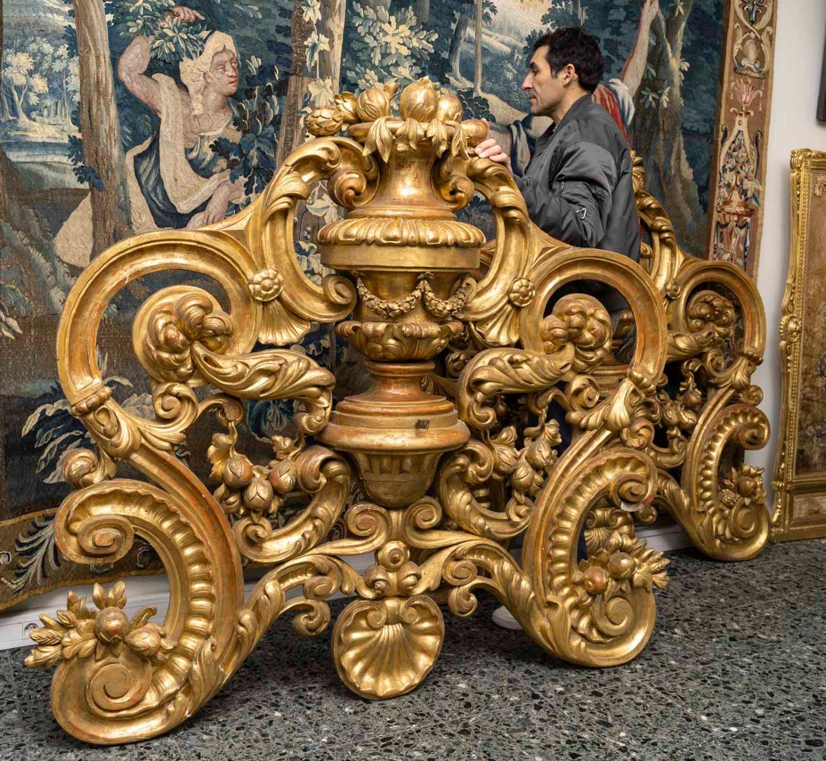 Importants éléments Italiens En Bois Sculpté D’époque 18 ème.-photo-2
