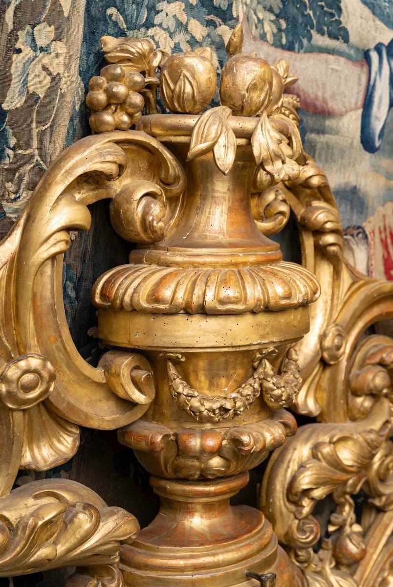 Importants éléments Italiens En Bois Sculpté D’époque 18 ème.-photo-3