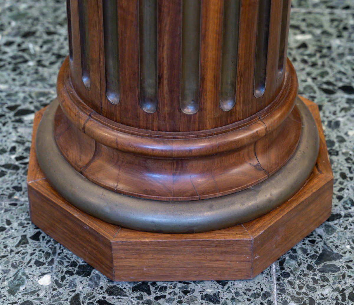 Colonne En Bois Et Laiton De Style Louis XVI D’époque 19ème.-photo-2