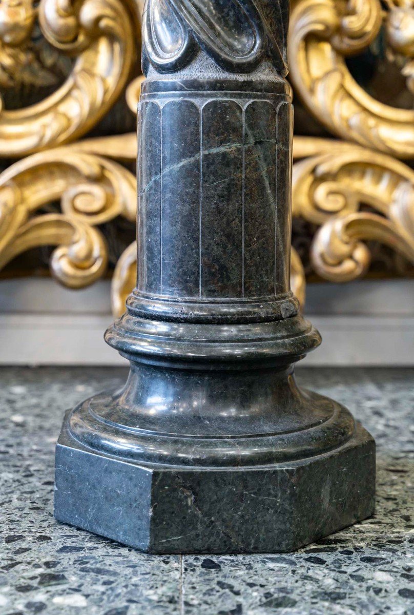 19th Century Green Marble Column With Rotating Top-photo-1