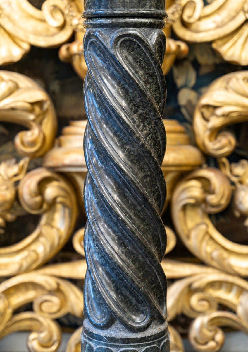 19th Century Green Marble Column With Rotating Top-photo-3