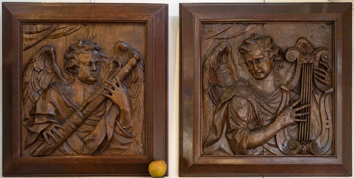 Pair Of Panels - Musician Angels - 17th Century-photo-8