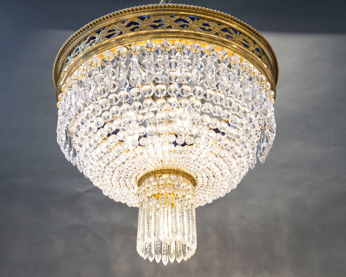 Lustre plafonnier de la Maison Baccarat du 19ème siècle.-photo-2