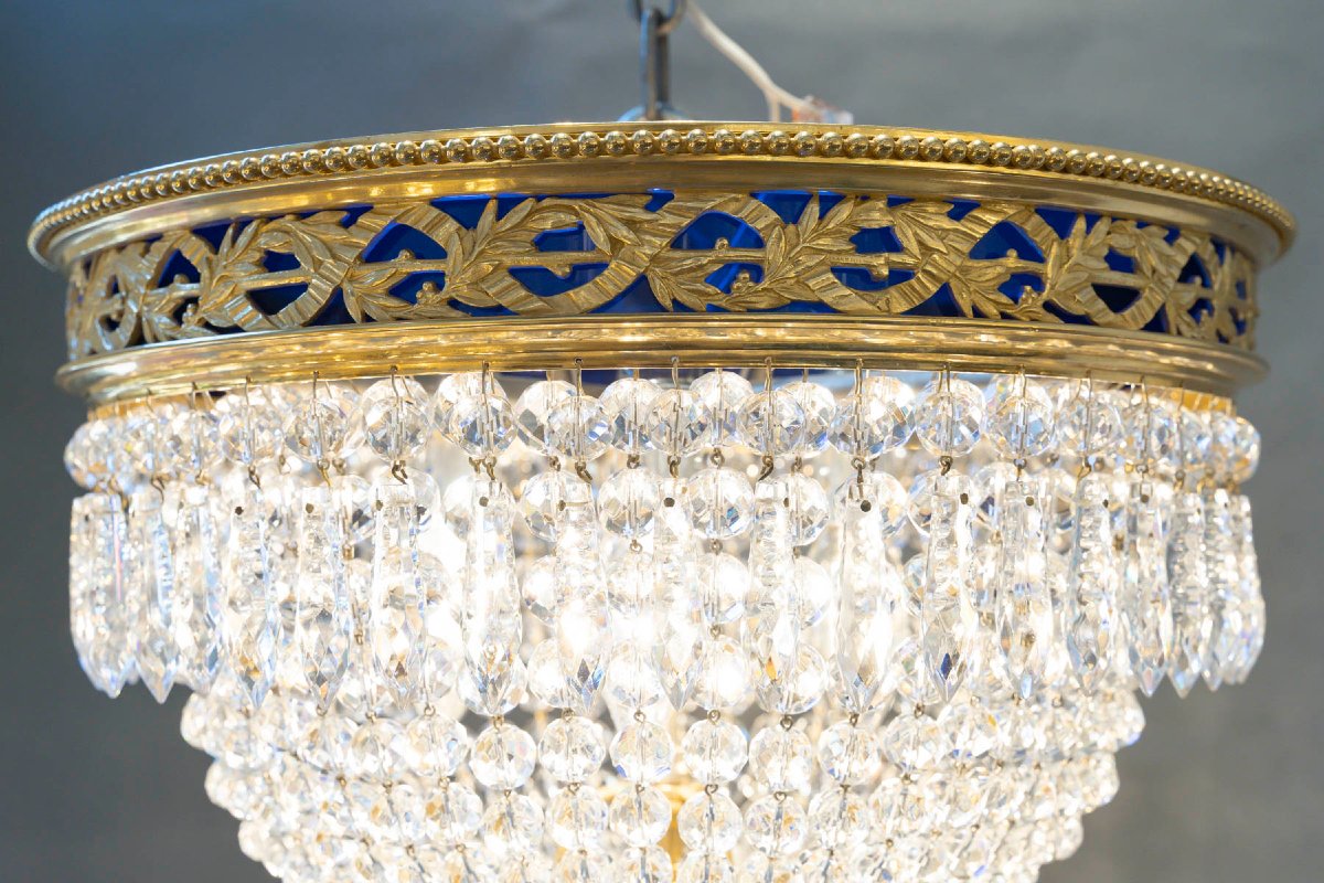 Lustre plafonnier de la Maison Baccarat du 19ème siècle.-photo-4