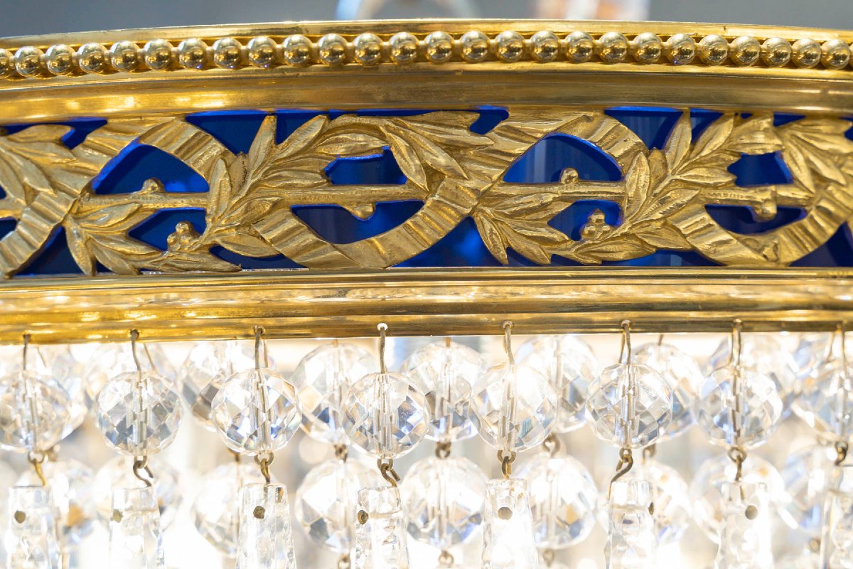 Lustre plafonnier de la Maison Baccarat du 19ème siècle.-photo-1