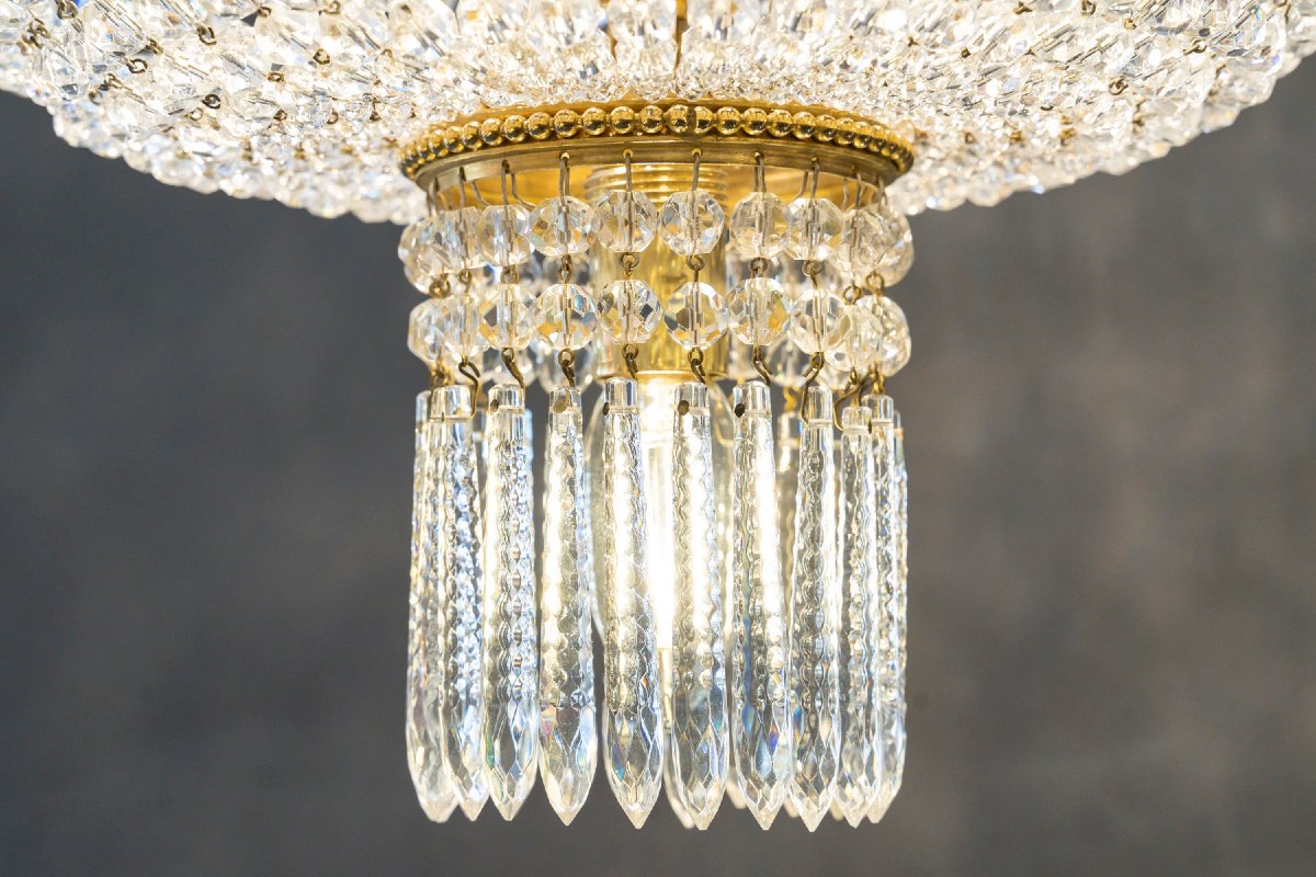 Lustre plafonnier de la Maison Baccarat du 19ème siècle.-photo-3
