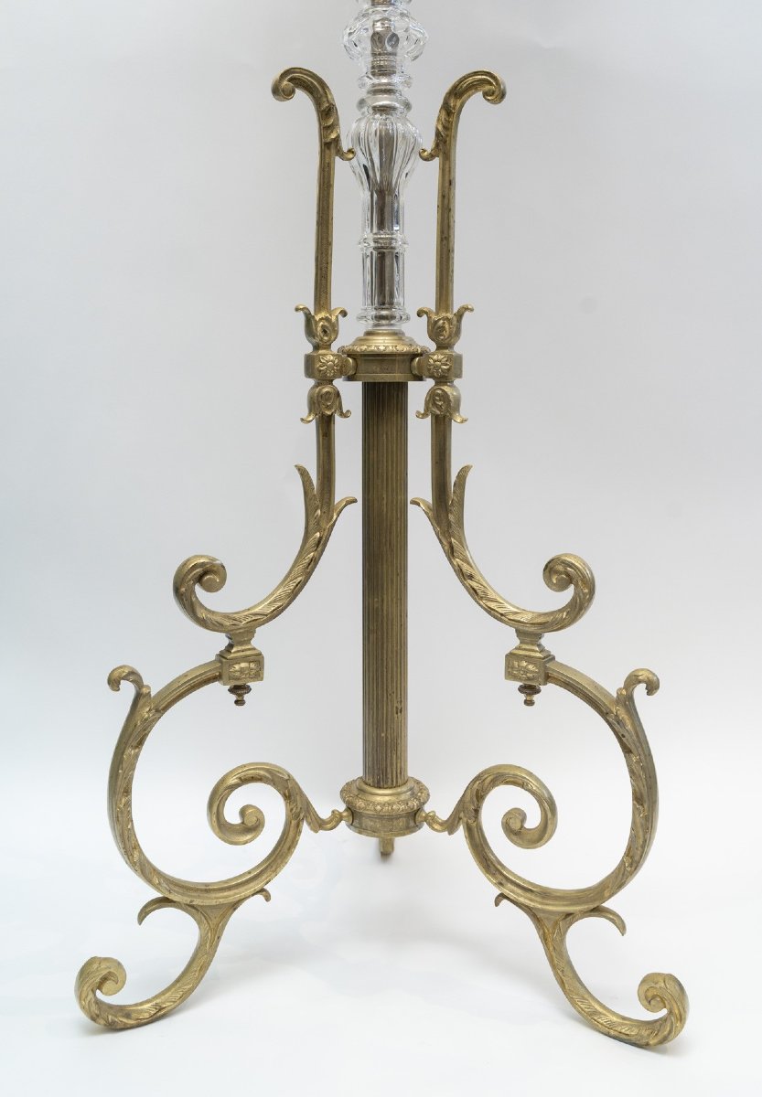 Large Louis XV Style Floor Lamp – Bronze & Crystal-photo-1