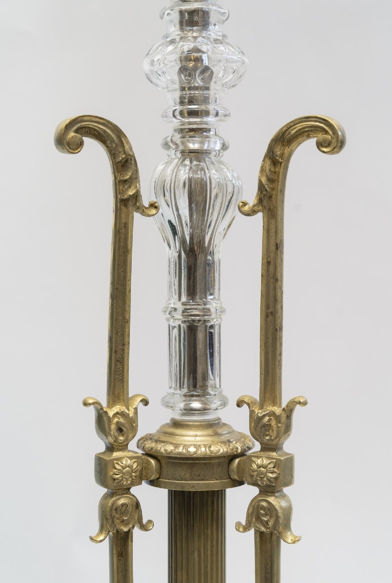 Large Louis XV Style Floor Lamp – Bronze & Crystal-photo-3