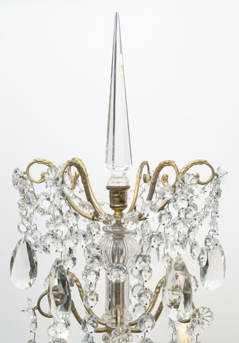 Large Louis XV Style Floor Lamp – Bronze & Crystal-photo-4