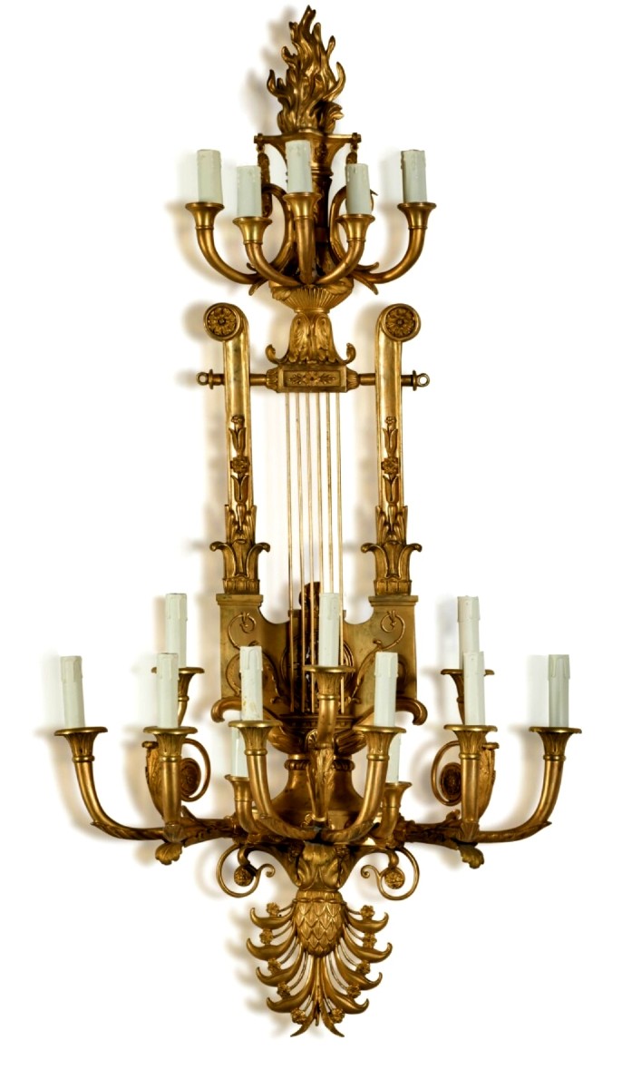 Paire d'appliques monumentale de Palais  de style Empire-photo-2