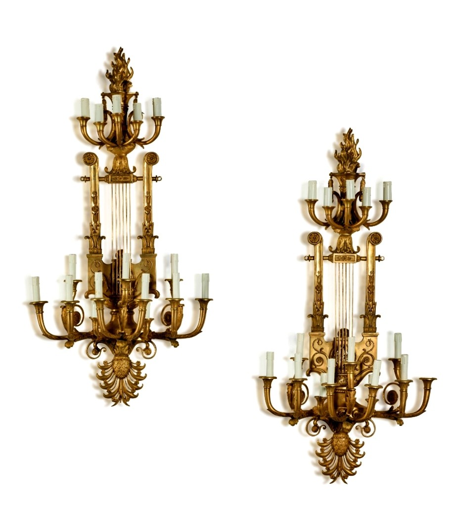 Paire d'appliques monumentale de Palais  de style Empire